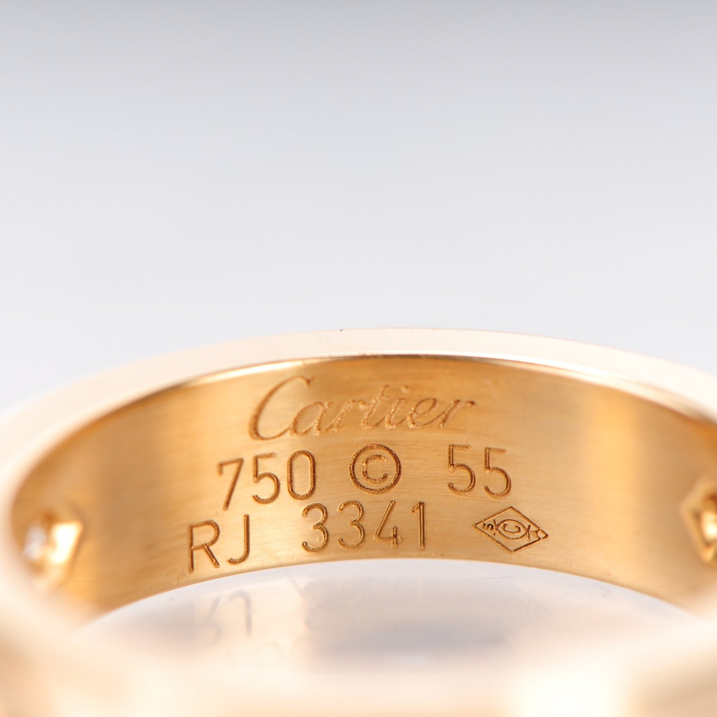 18K Yellow Gold 3 Diamond 5.5mm LOVE Ring 55 7.25