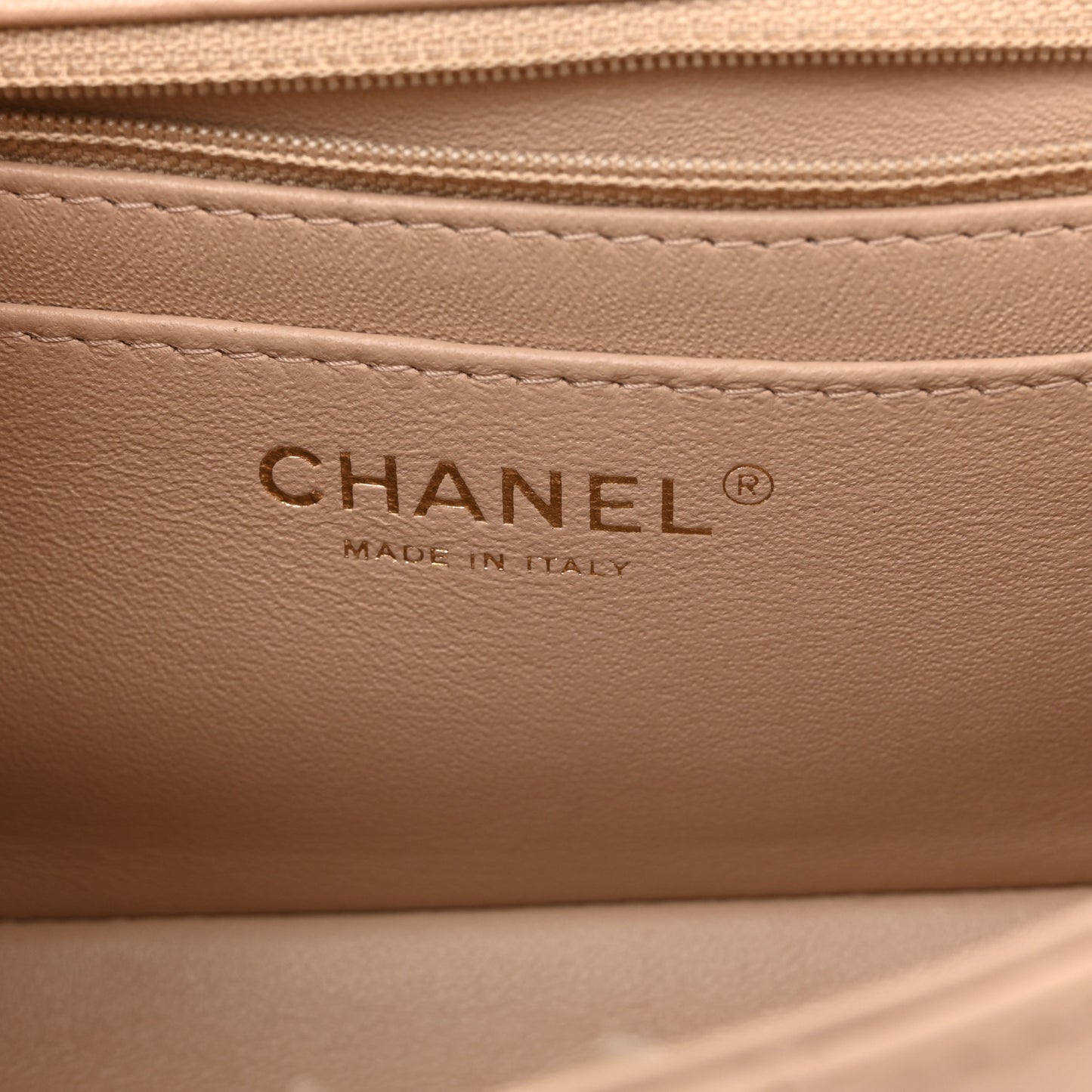 Lambskin Quilted Mini Rectangular Flap Beige