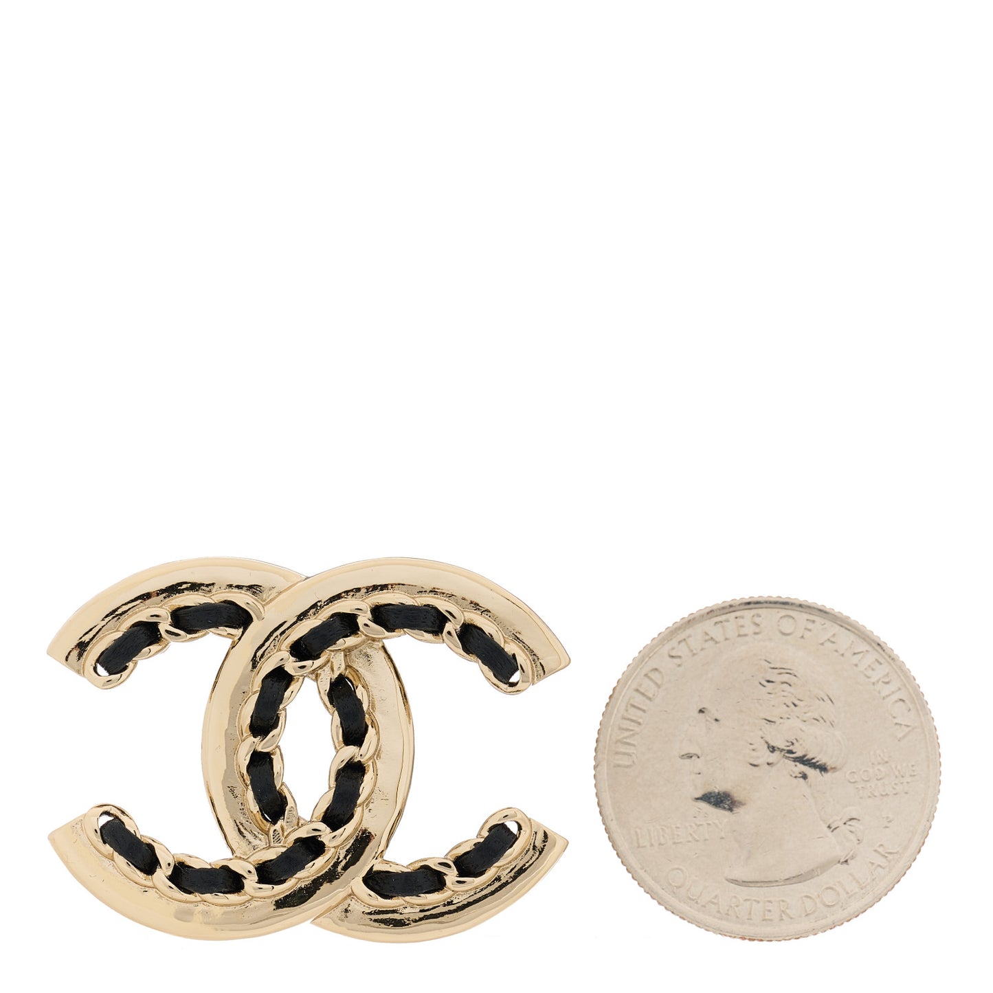 Lambskin Chain CC Chain Brooch Black Gold