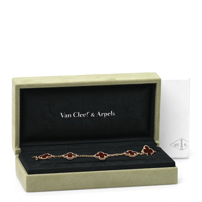 Van Cleef & Arpels 18K Yellow Gold Carnelian 5 Motifs Vintage Alhambra Bracelet 4 of 4
