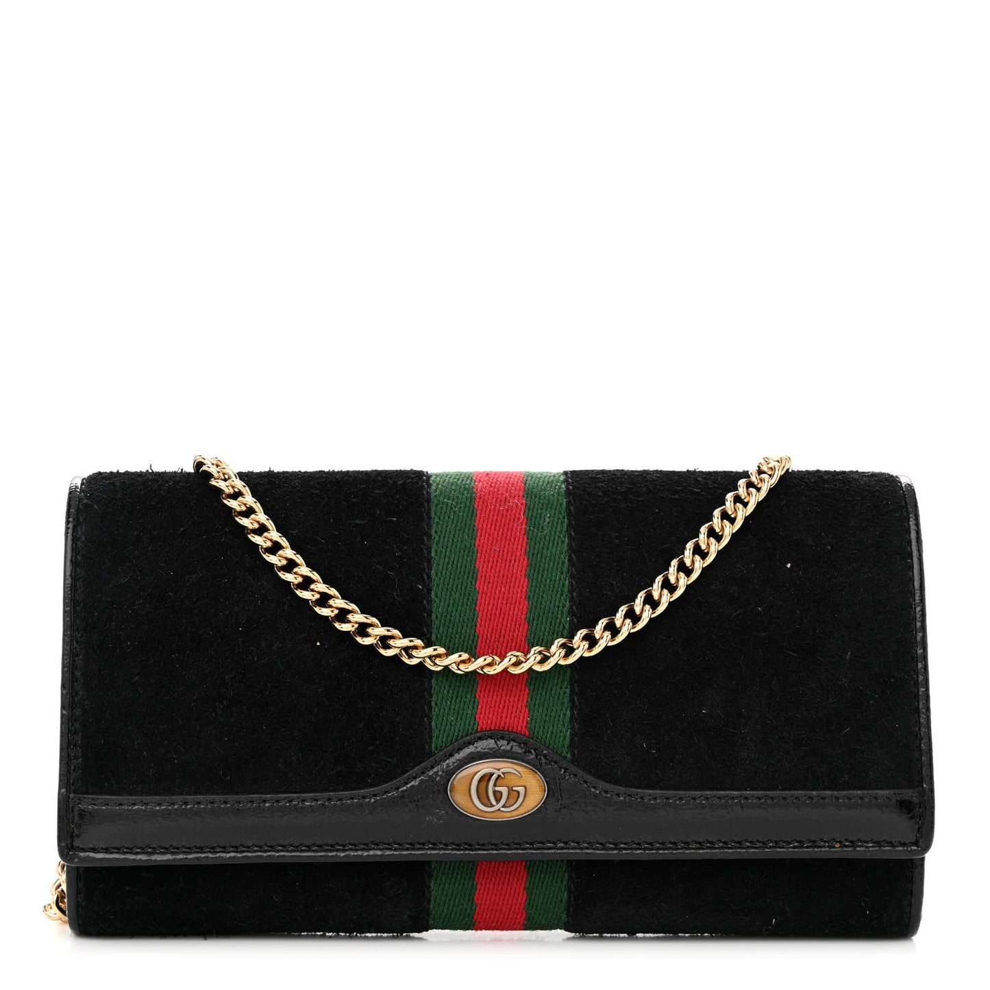 Suede Patent Web Ophidia Wallet On Chain Black