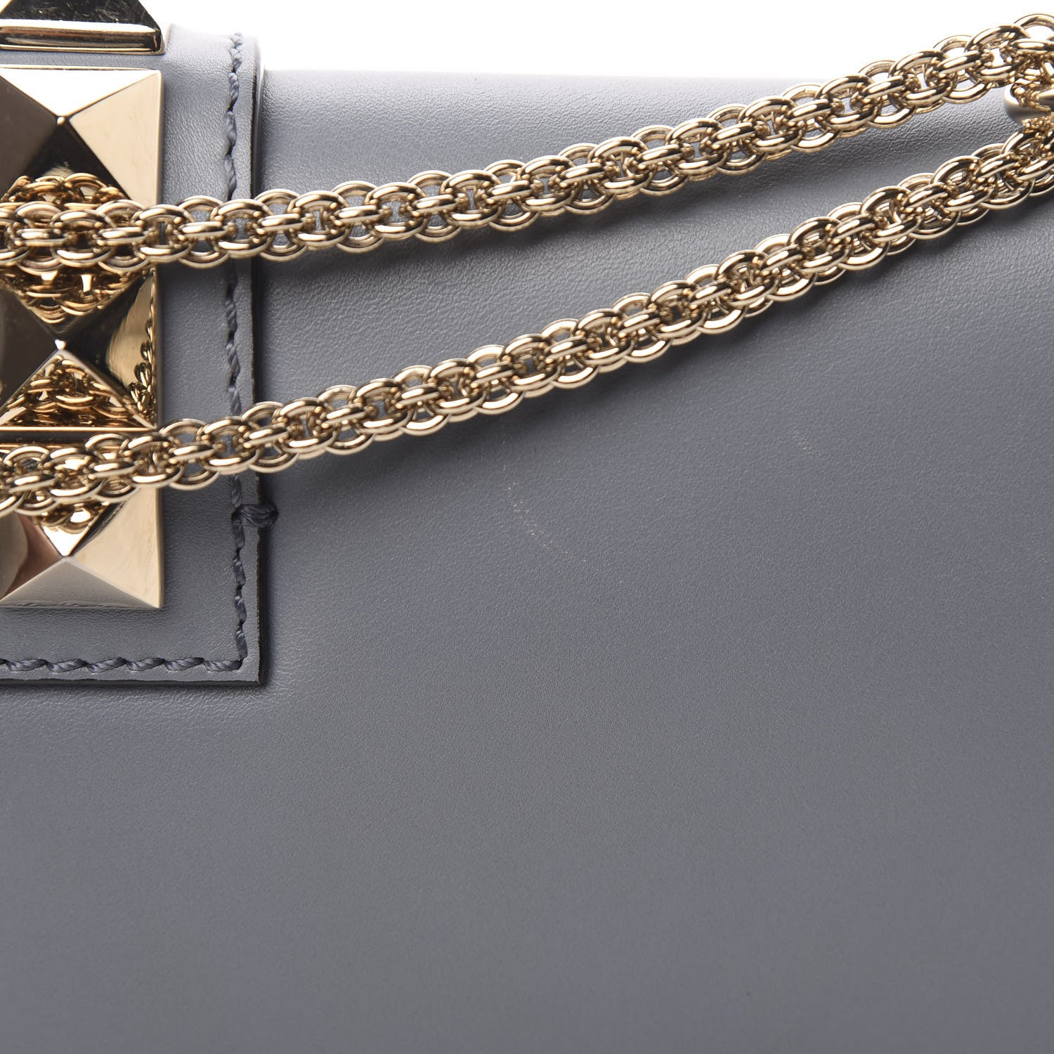 Valentino Garavani Vitello Medium Glam Lock Rockstud Flap Grey 18 of 19