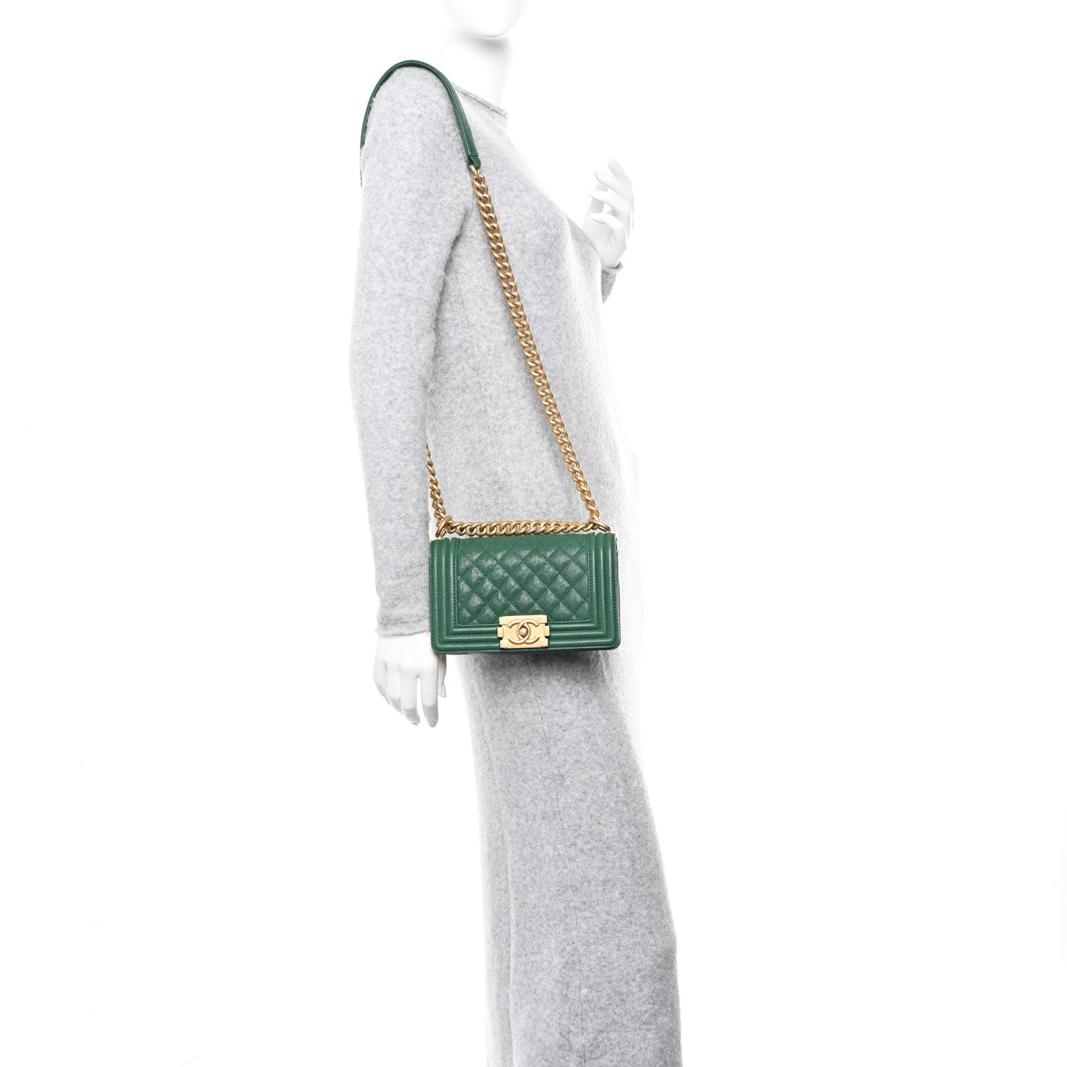 Chanel Caviar Quilted Small Boy Flap Green 2 of 11