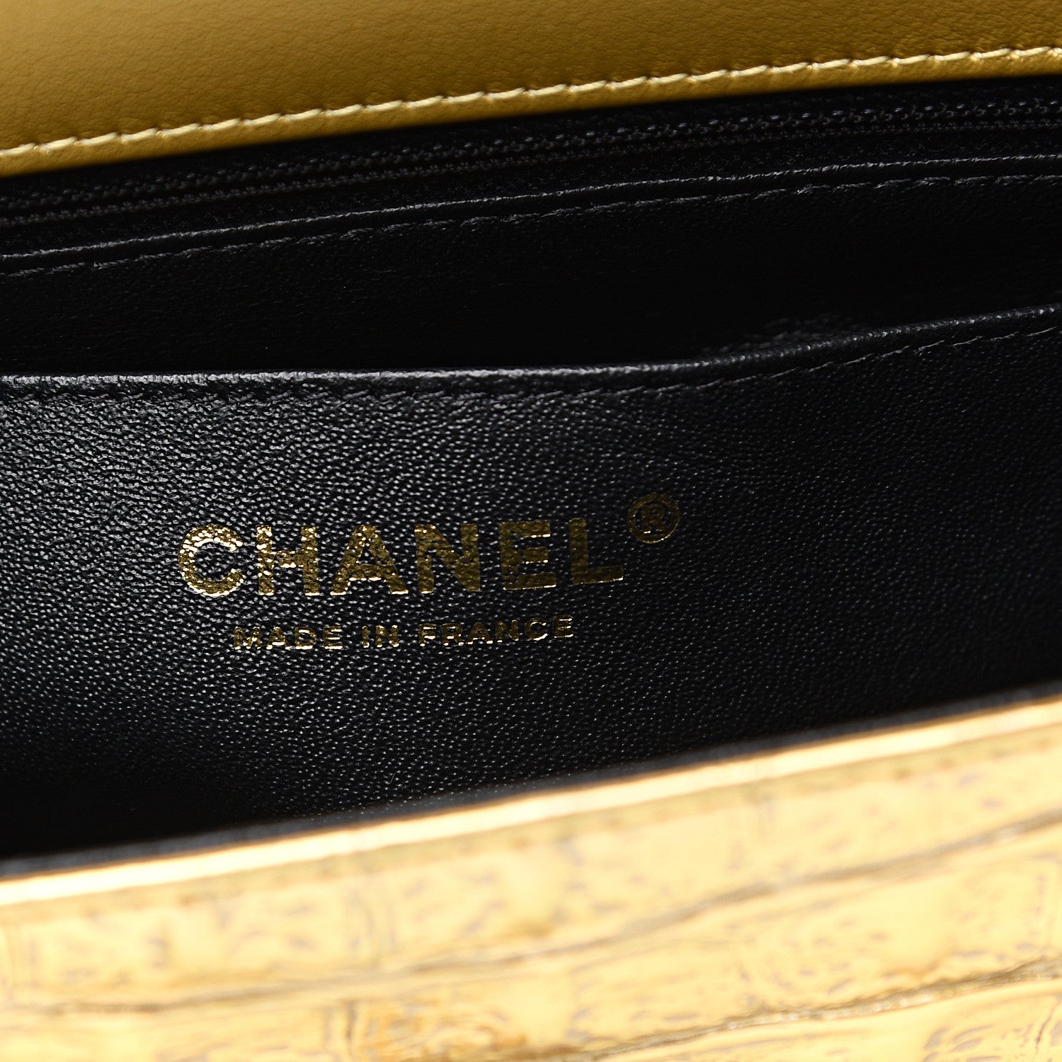 Chanel Metallic Calfskin Crocodile Embossed Rectangular Mini Flap Gold 5 of 10