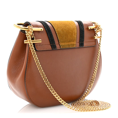 Chloe Suede Calfskin Patchwork Mini Drew Shoulder Bag Tobacco 3 of 10