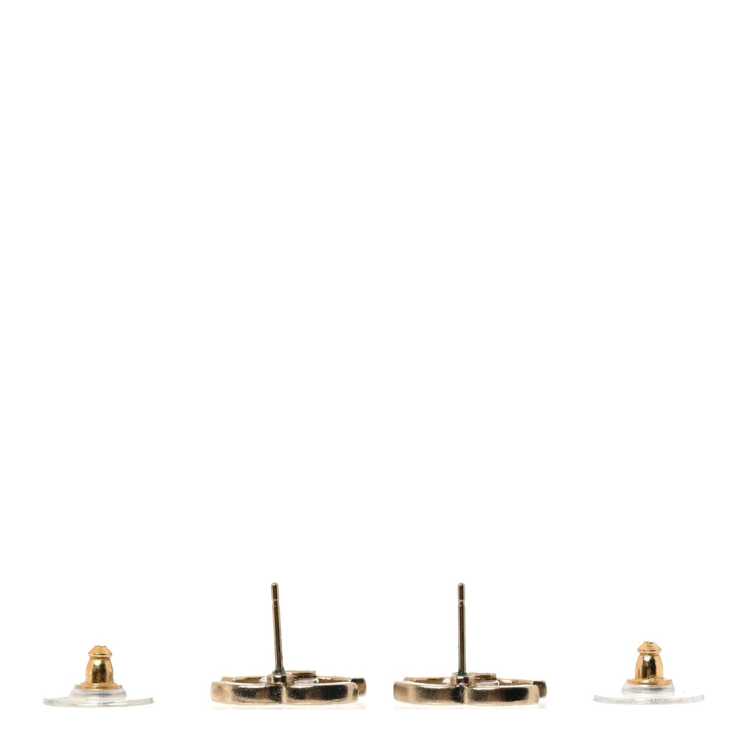 Chanel Crystal CC Earrings Light Gold 3 of 4