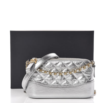 Chanel Metallic Lambskin Calfskin Quilted Small Gabrielle Clutch With Chain Silver 13 of 13
