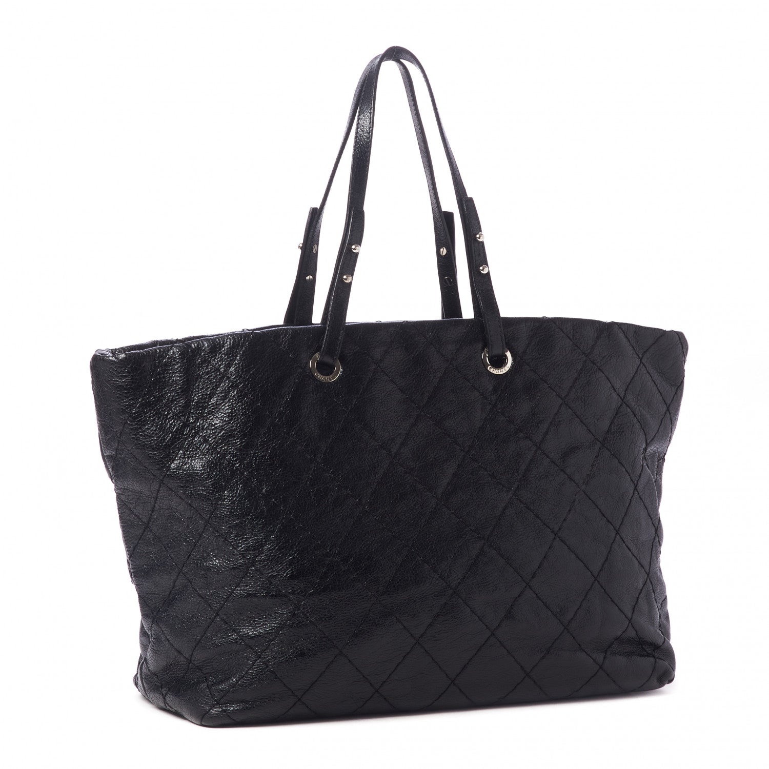 Chanel Glazed Calfskin Large On The Road Tote Black 3 of 10
