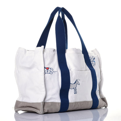 Hermes Cotton Canvas Adada Nappy Diaper Bag Bleu Marine 3 of 8