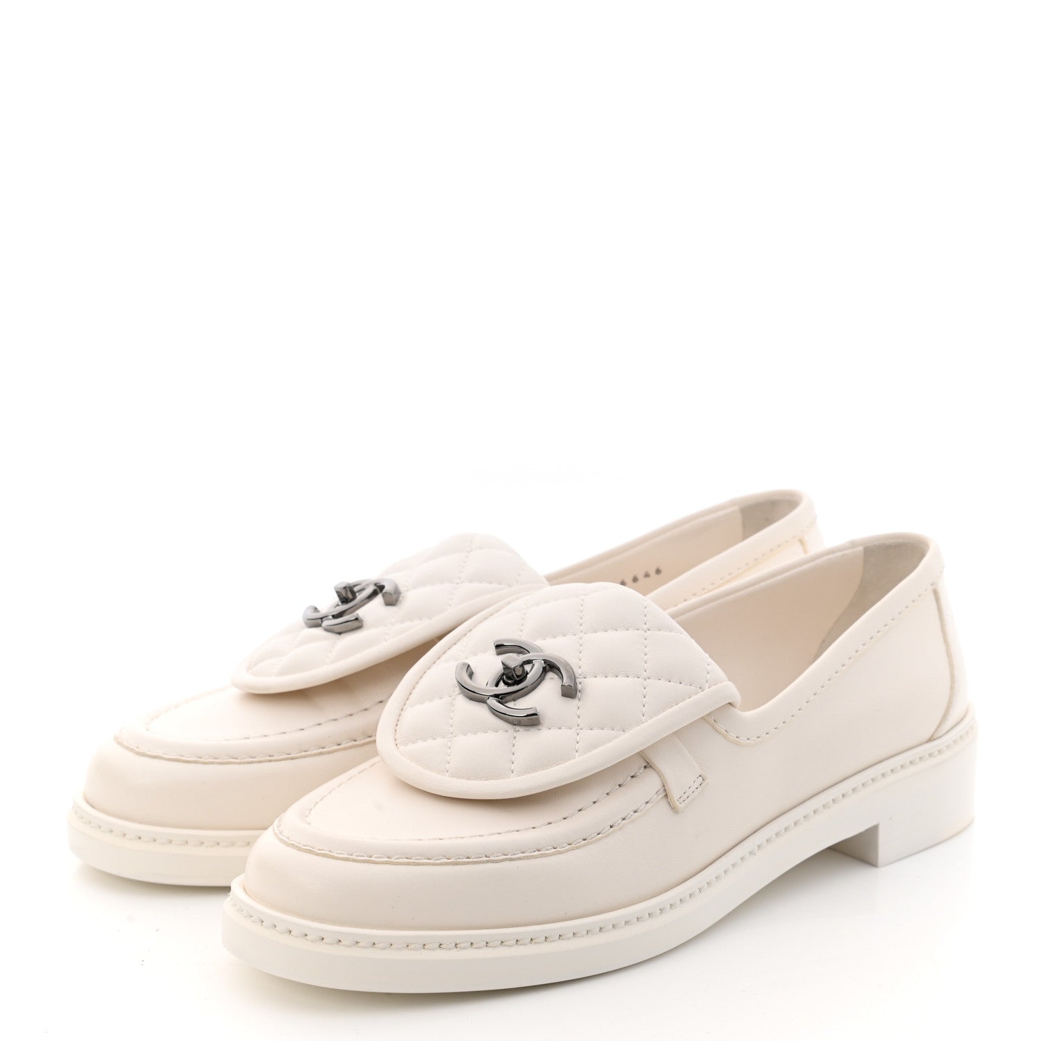 Chanel Lambskin Quilted CC Turnlock Loafers 38.5 White 3 of 11