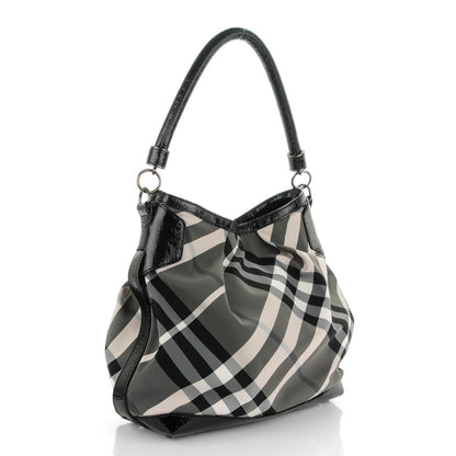Burberry Nylon Beat Check Hobo Black 3 of 8