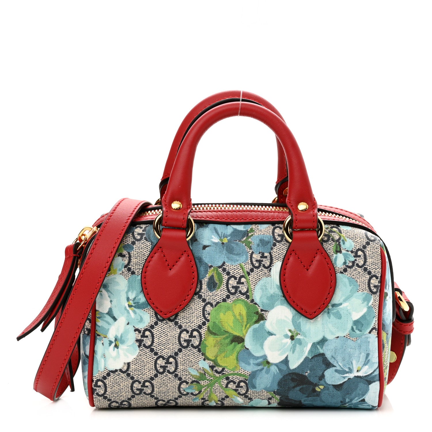 Gucci GG Supreme Monogram Blooms Mini Boston Navy Blue Hibiscus 1 of 11
