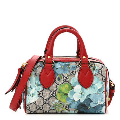 Gucci GG Supreme Monogram Blooms Mini Boston Navy Blue Hibiscus 1 of 11