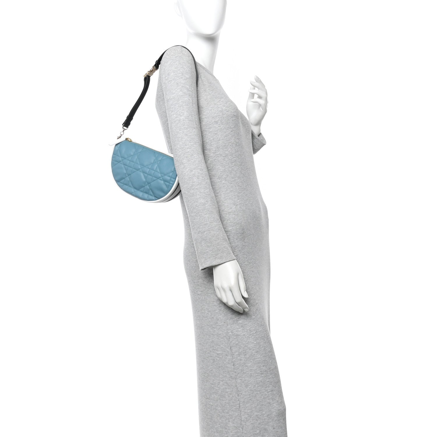 Christian Dior Lambskin Cannage Small Dior Vibe Hobo Bag Cloud Blue 2 of 10