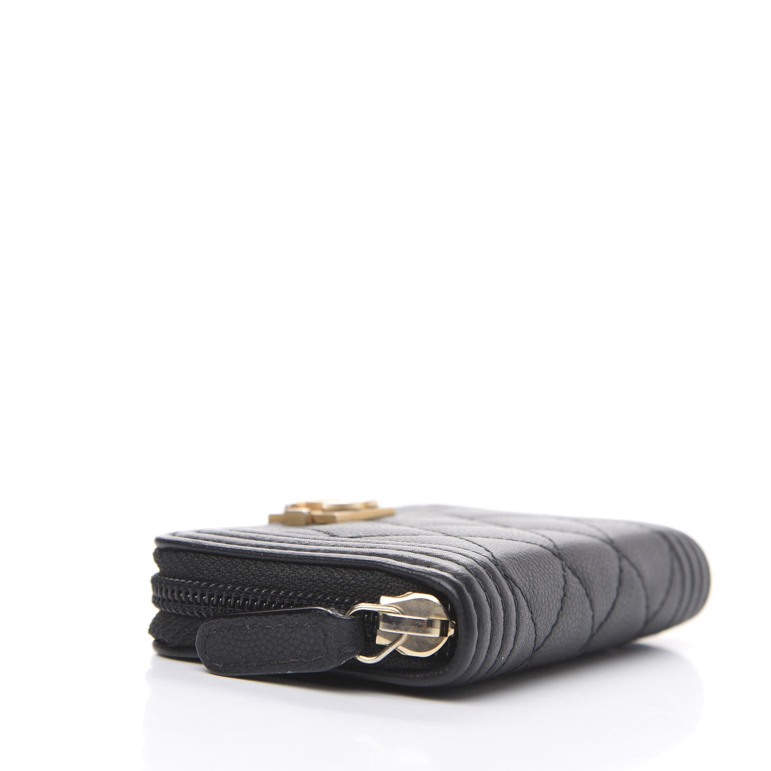 Chanel Caviar Quilted Boy Zip Around Coin Purse Wallet 3 of 7