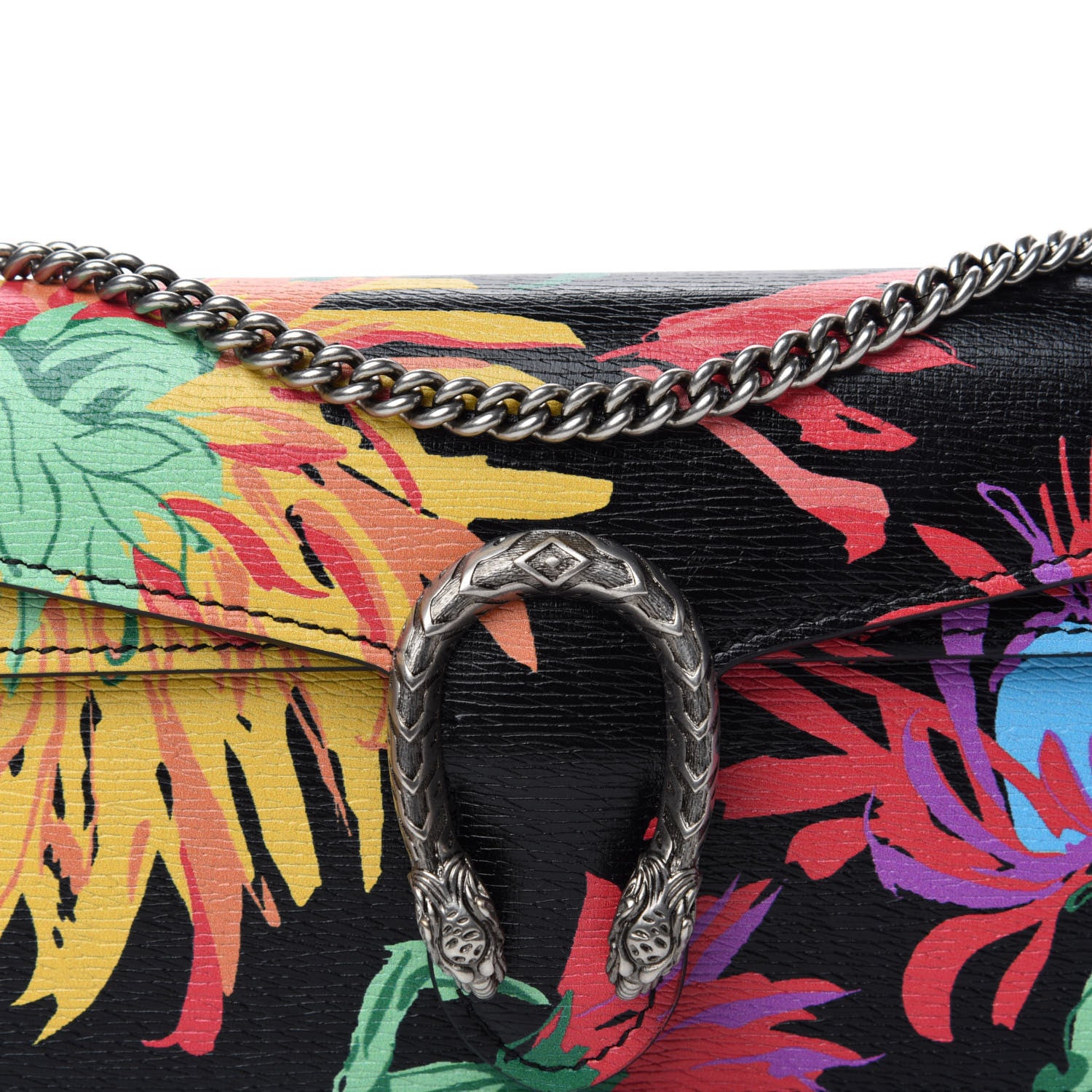 Gucci X KEN SCOTT New Shangai Calfskin Jenny Floral Print Super Mini Dionysus Shoulder Bag Black Pink 9 of 9