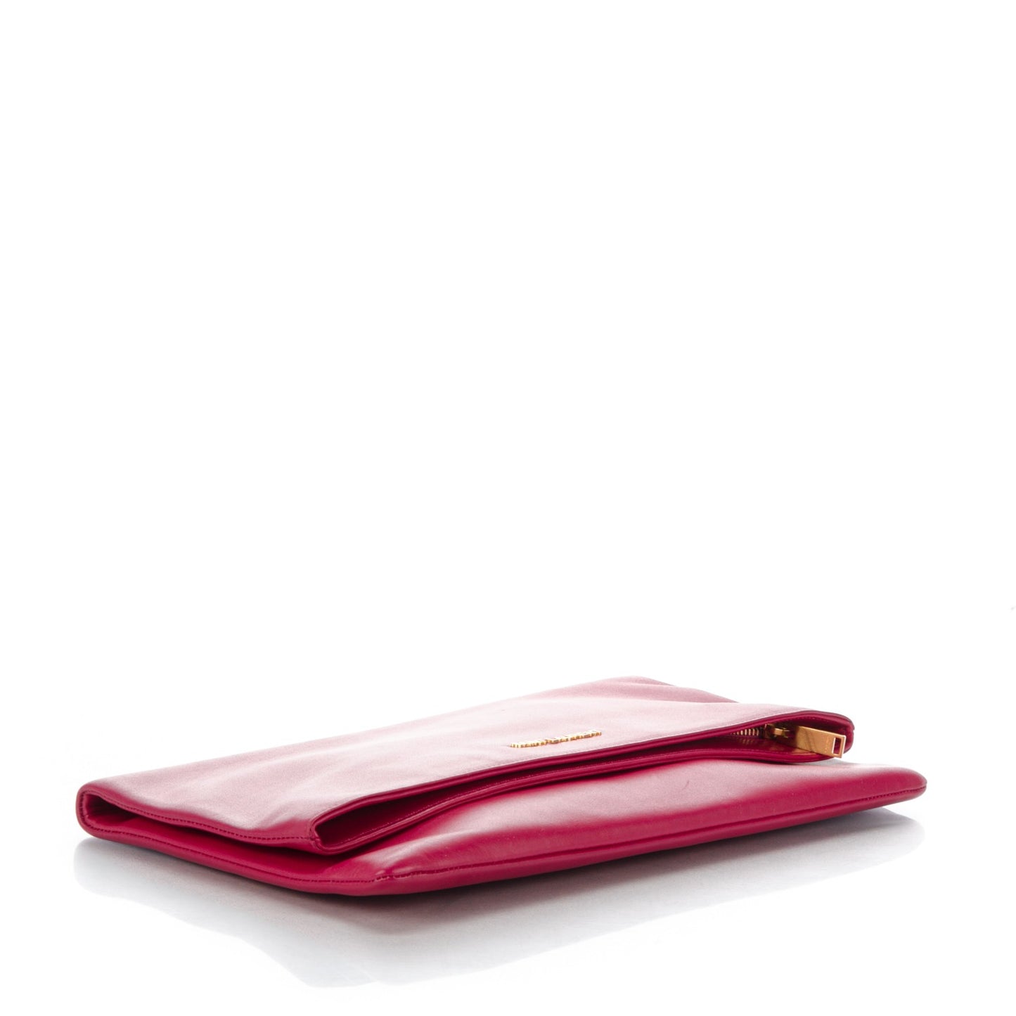 Smooth Calfskin Letters Fold-Over Clutch Fuchsia
