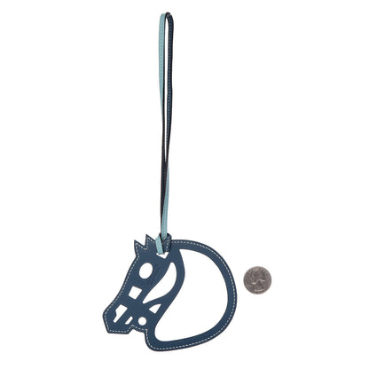 Hermes Swift Paddock Cheval Horse Bag Charm Colvert Bleu Atoll 2 of 3