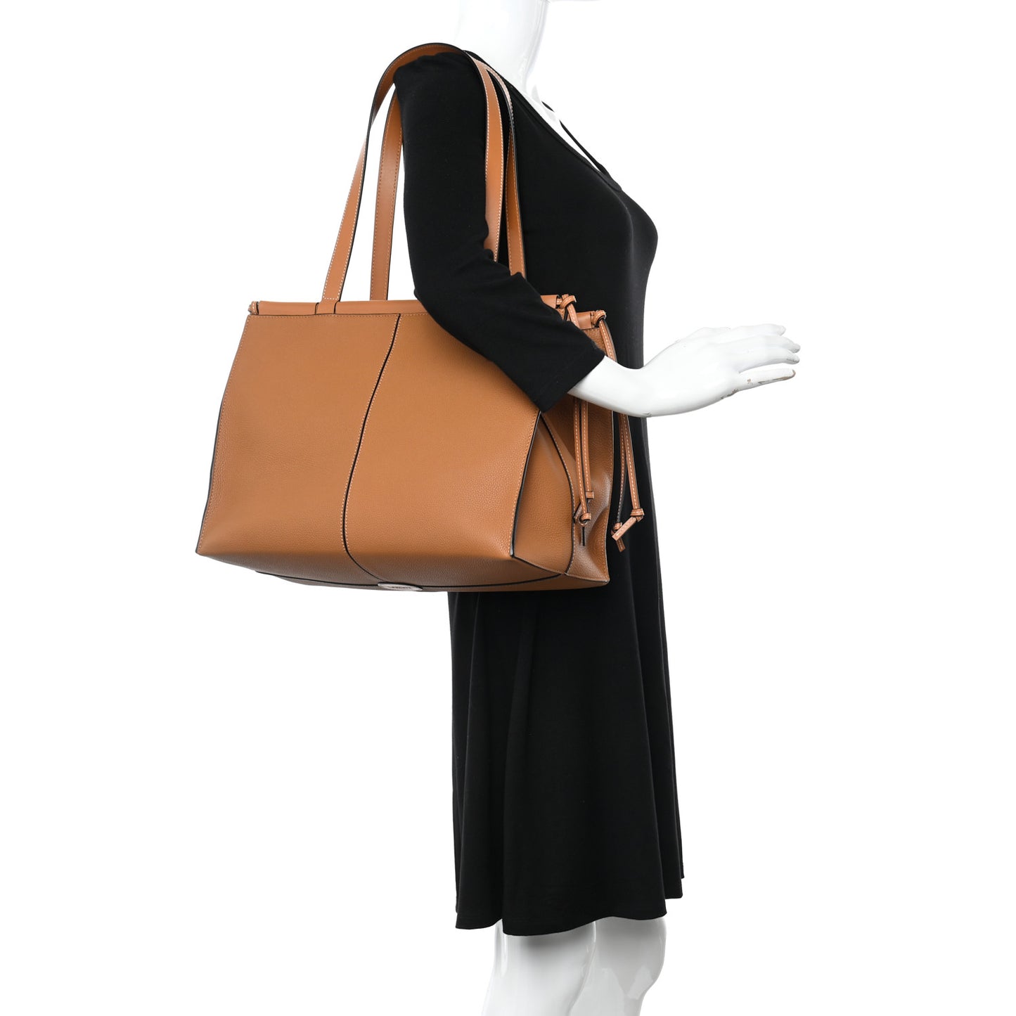 Grained Calfskin Cushion Tote Tan