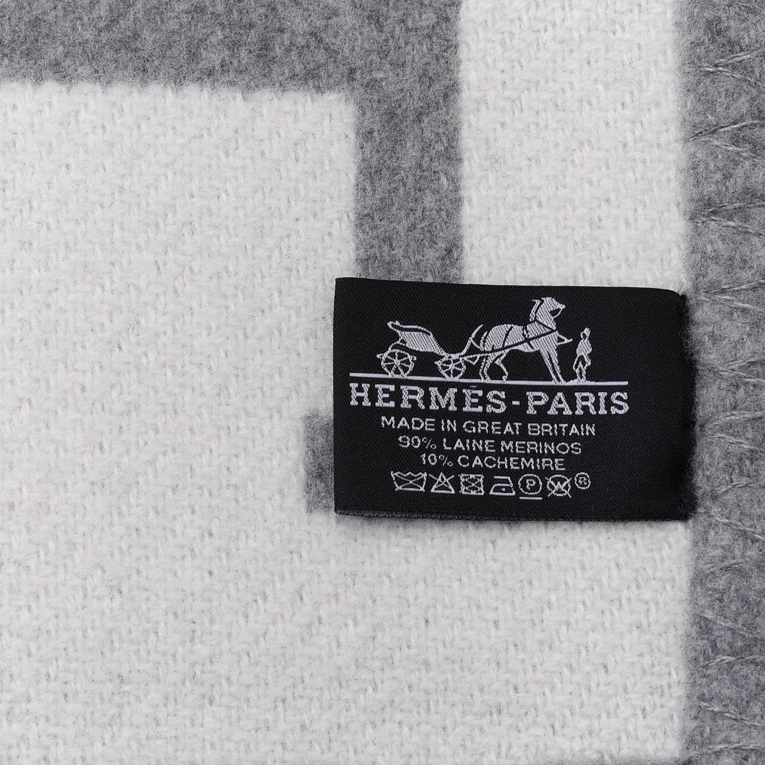 Hermes Wool Cashmere Avalon III Blanket Ecru Gris Clair 3 of 3