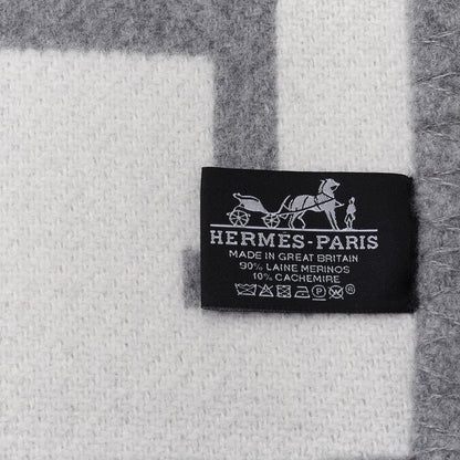 Hermes Wool Cashmere Avalon III Blanket Ecru Gris Clair 3 of 3