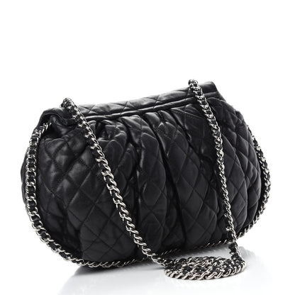 Chanel Washed Lambskin Quilted Large Chain Around Messenger Black 3 of 13