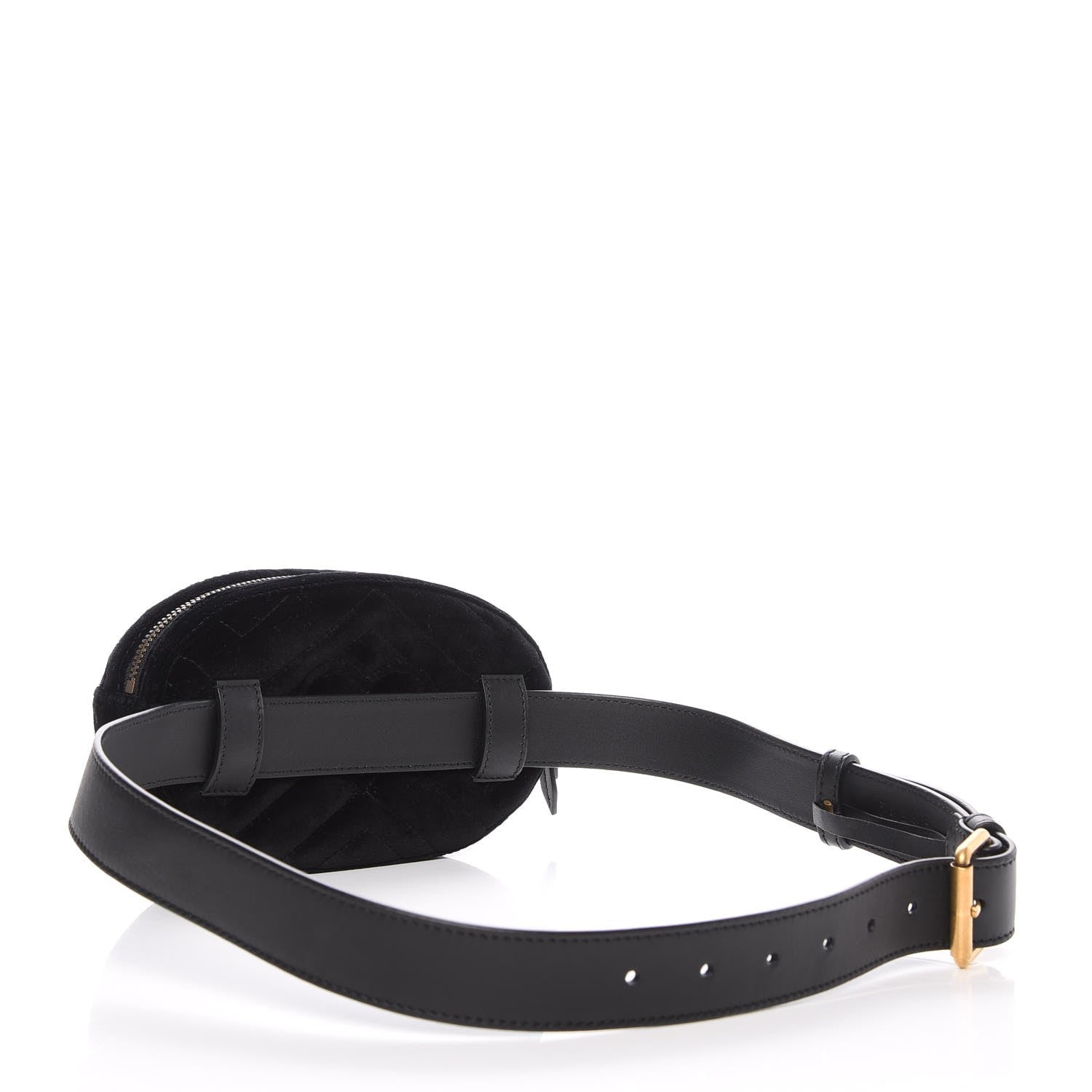 Gucci Velvet Matelasse GG Marmont Belt Bag 85 34 Black 3 of 13