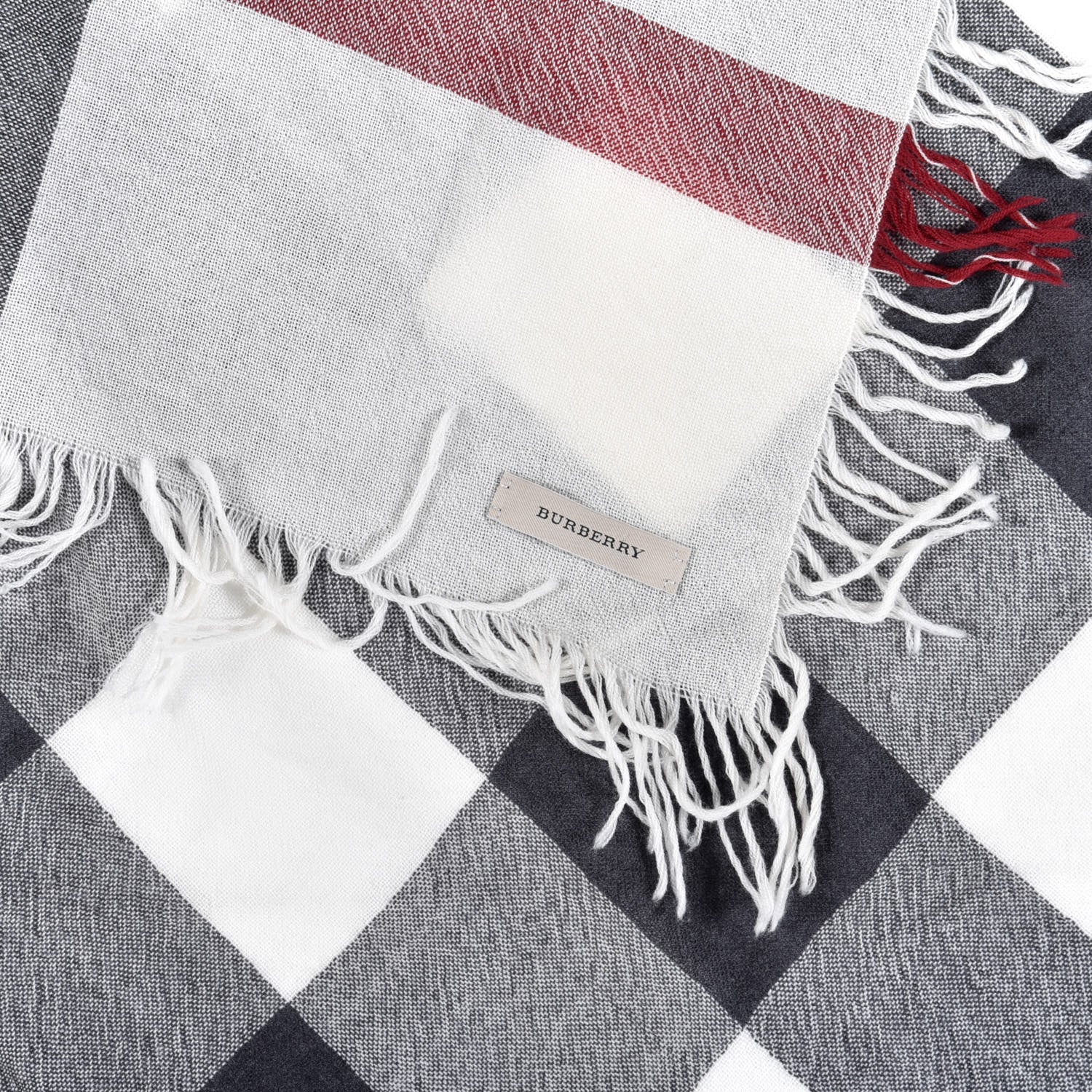 Burberry Merino Wool Check Square Scarf Ivory 3 of 3