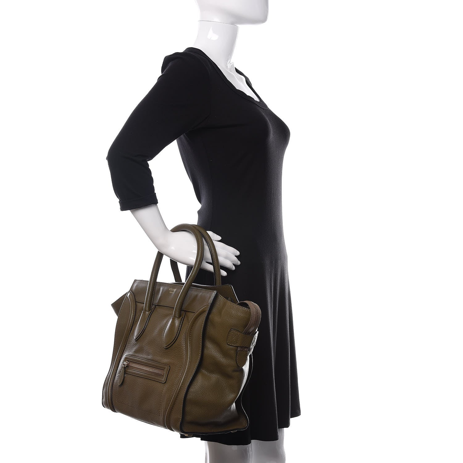 Celine Drummed Calfskin Mini Luggage Jungle 2 of 14