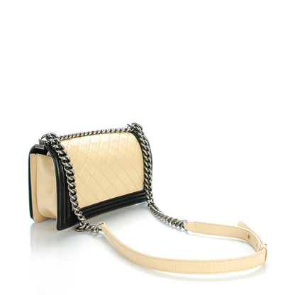 Chanel Lambskin Quilted Medium Boy Flap Black Beige 3 of 8