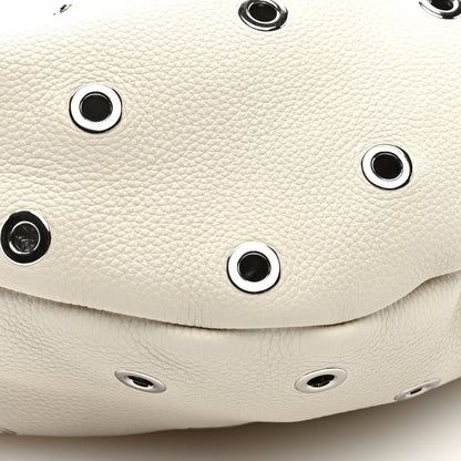 Khaite Pebbled Calfskin Grommet Medium Olivia Hobo Dark Ivory 8 of 9