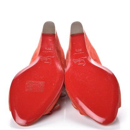 Christian Louboutin Suede Open Toe 70 Wedges 39.5 Red 5 of 7