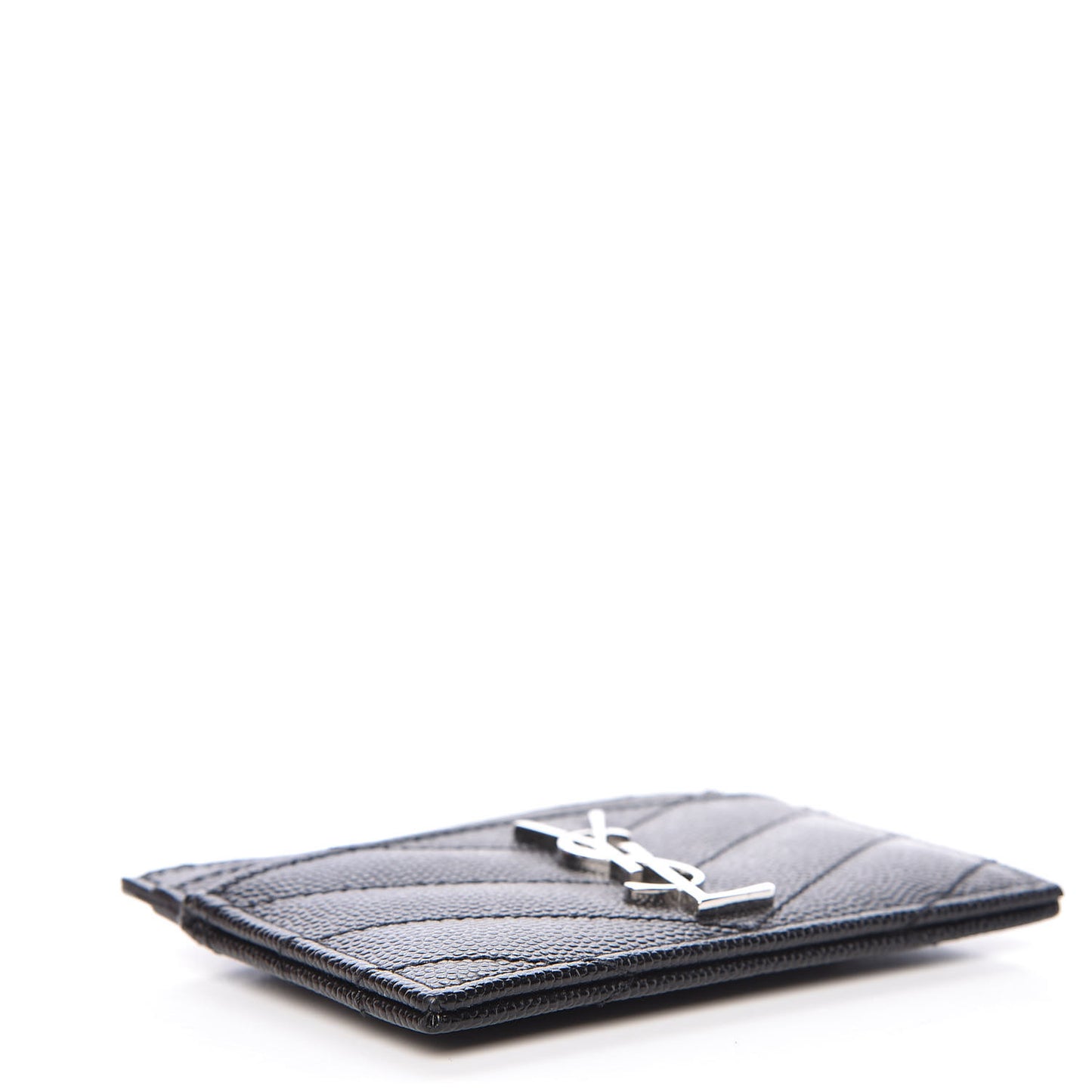 Grain De Poudre Matelasse Chevron Monogram Credit Card Case Black