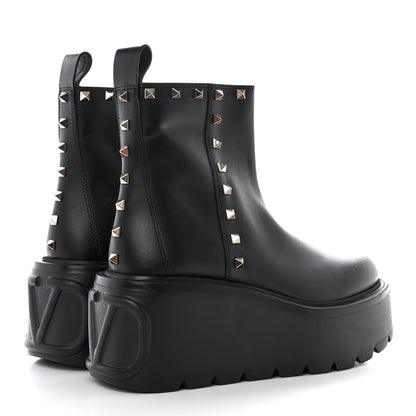Valentino Garavani Calfskin Rockstud VLOGO Uniqueform Chelsea 55/85mm Flatform Ankle Boots 38 Black 4 of 9