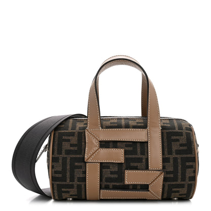Fendi Recycled Fabric Jacquard Vitello Grace FF 1974 Mini O'Lock Bowling Bag Tobacco Moro Sand 1 of 11