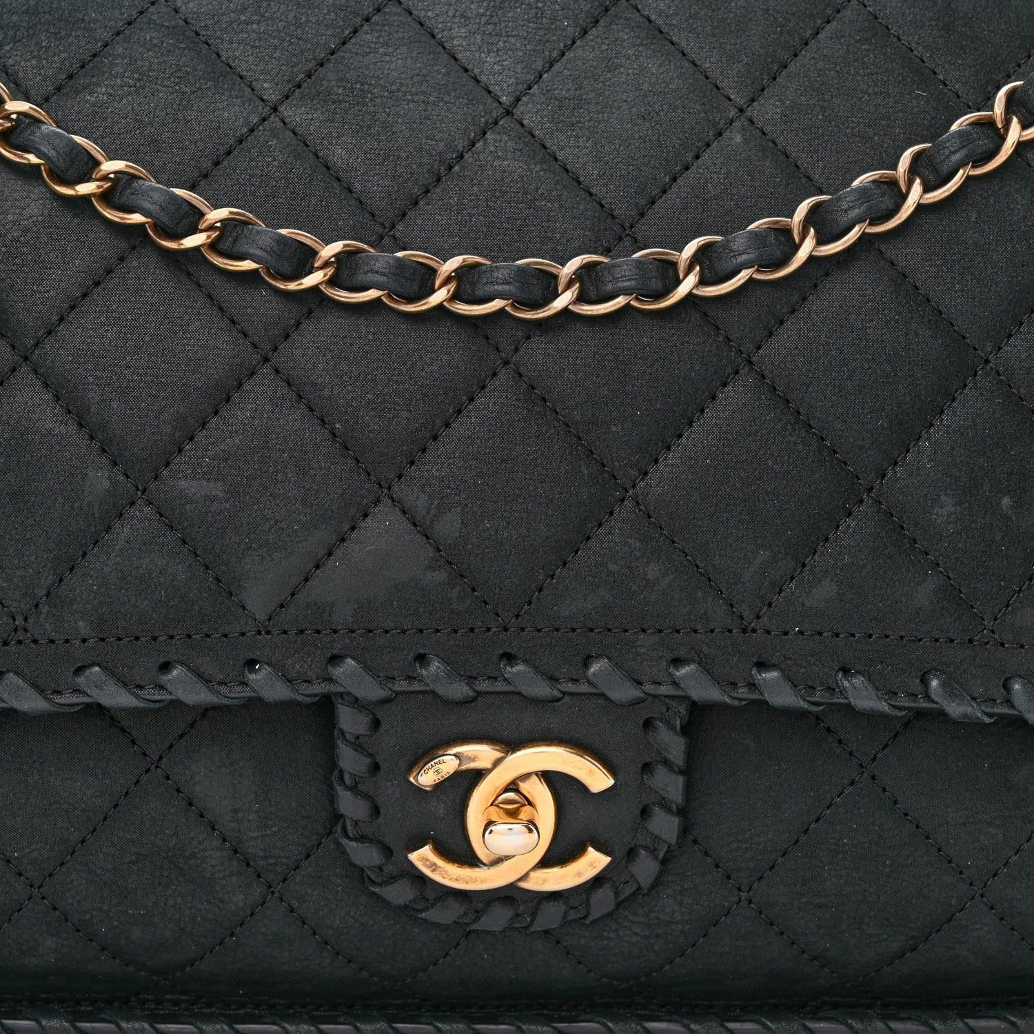 Chanel Suede Calfskin Jumbo Happy Stitch Flap Black 8 of 11
