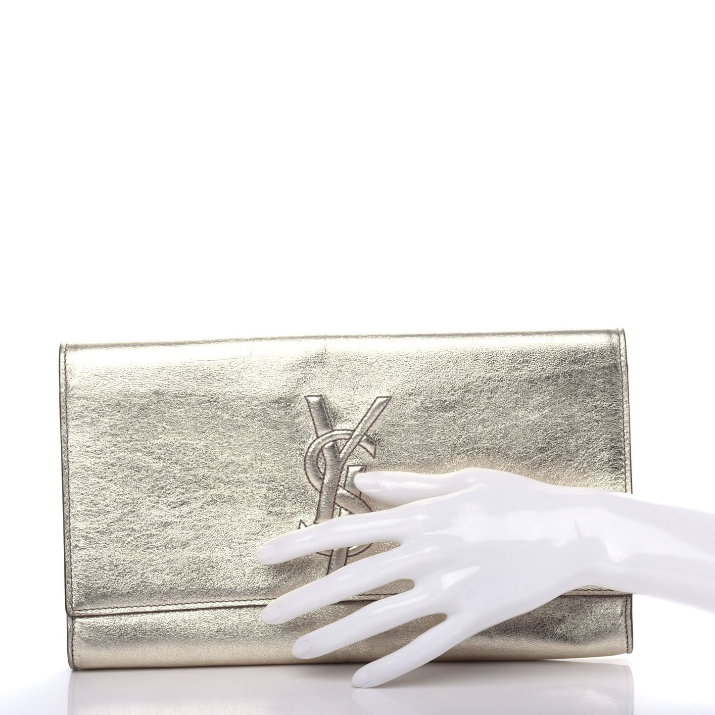 Metallic Calfskin Monogram Large Belle De Jour Clutch Gold