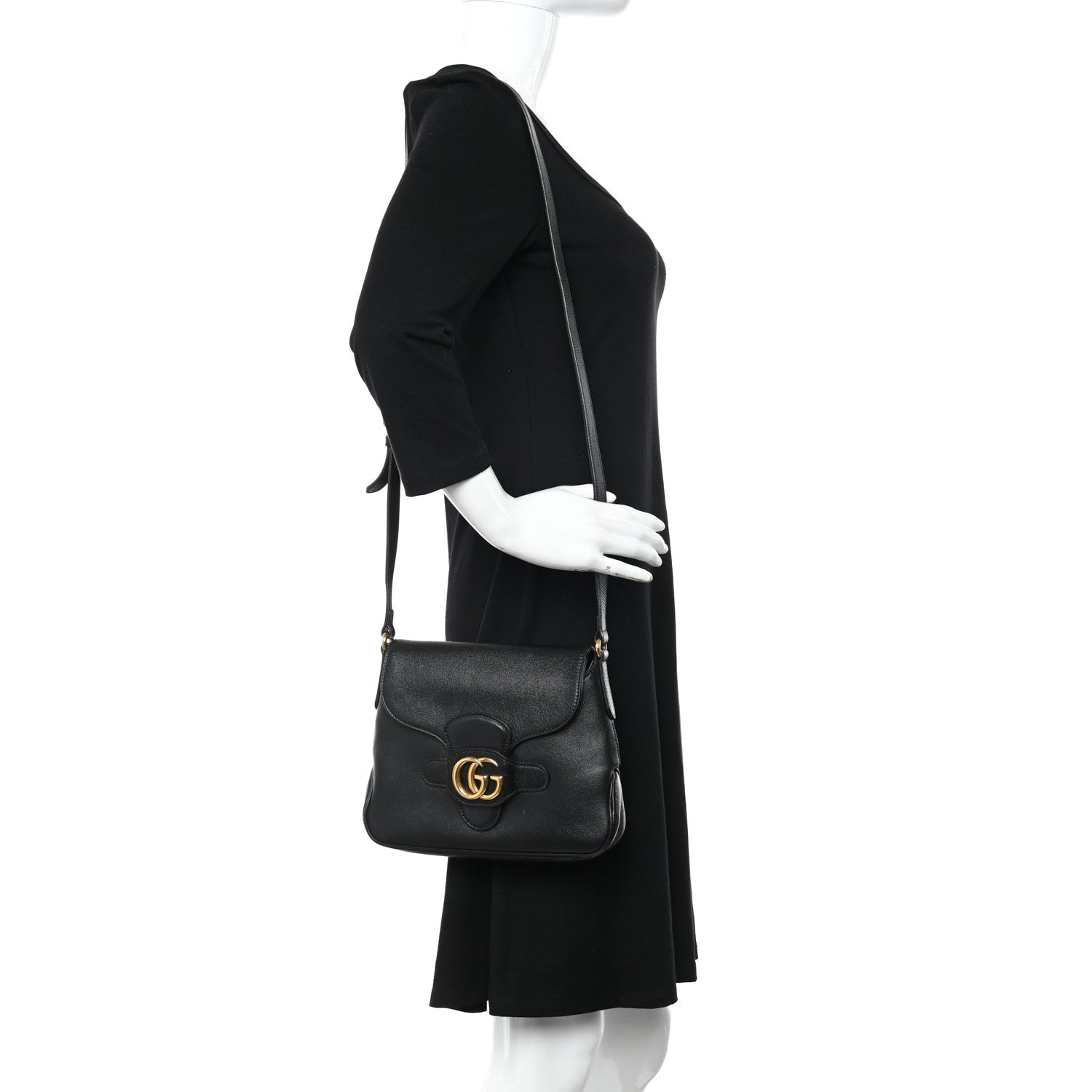 Gucci New Sakai Calfskin Lux Small Dahlia Messenger Shoulder Bag Black 2 of 14