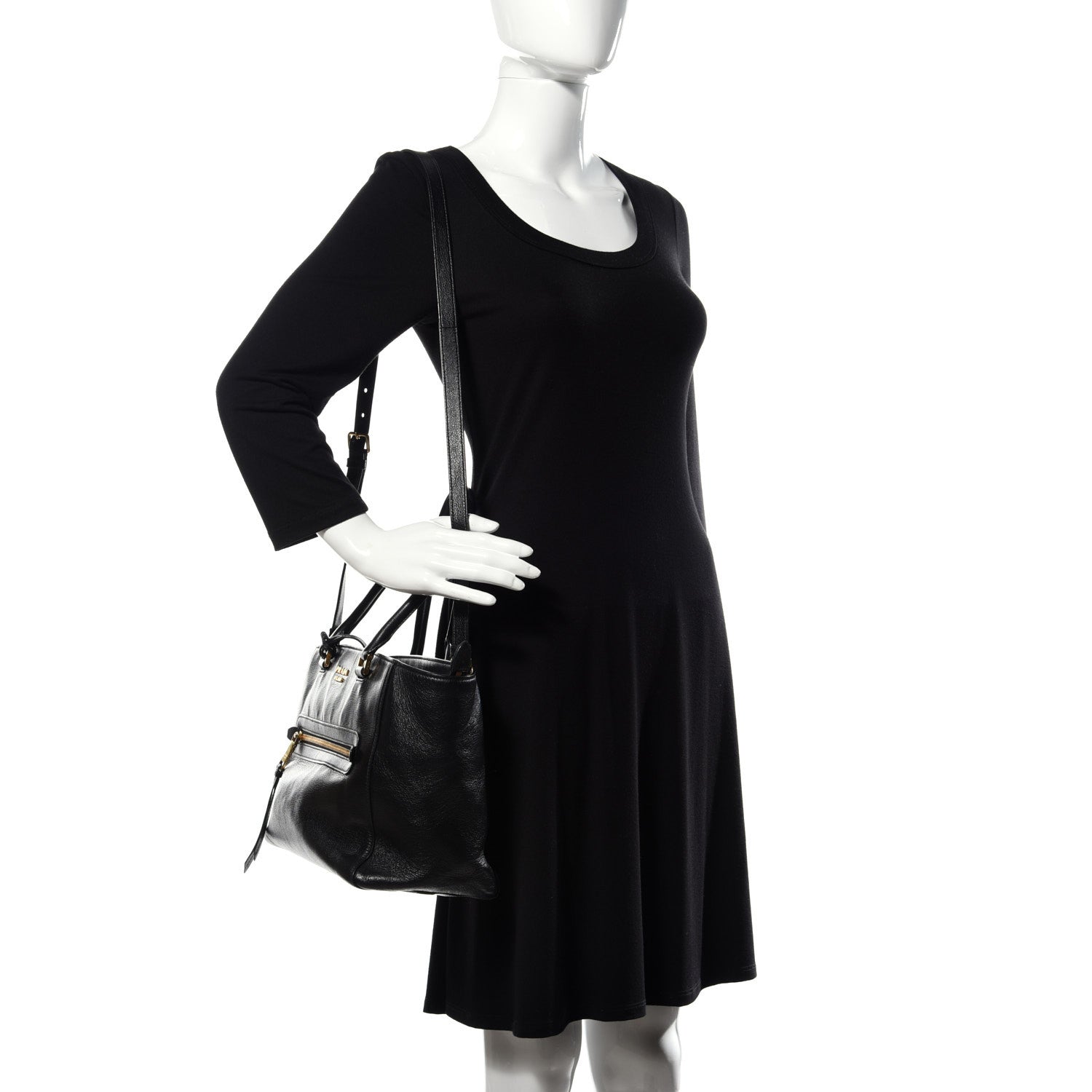 Prada Glace Calfskin Shopping Tote Black 2 of 9