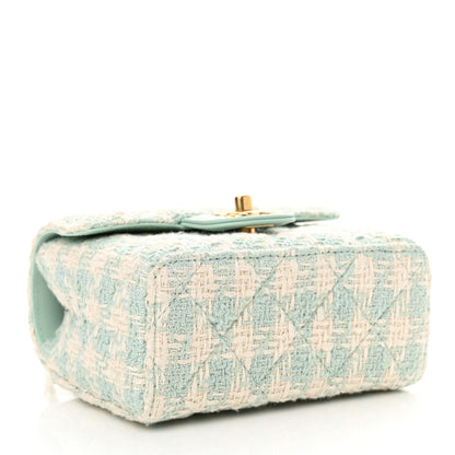 Chanel Tweed Handle Crush Top Handle Flap Bag Light Blue Ecru 4 of 12