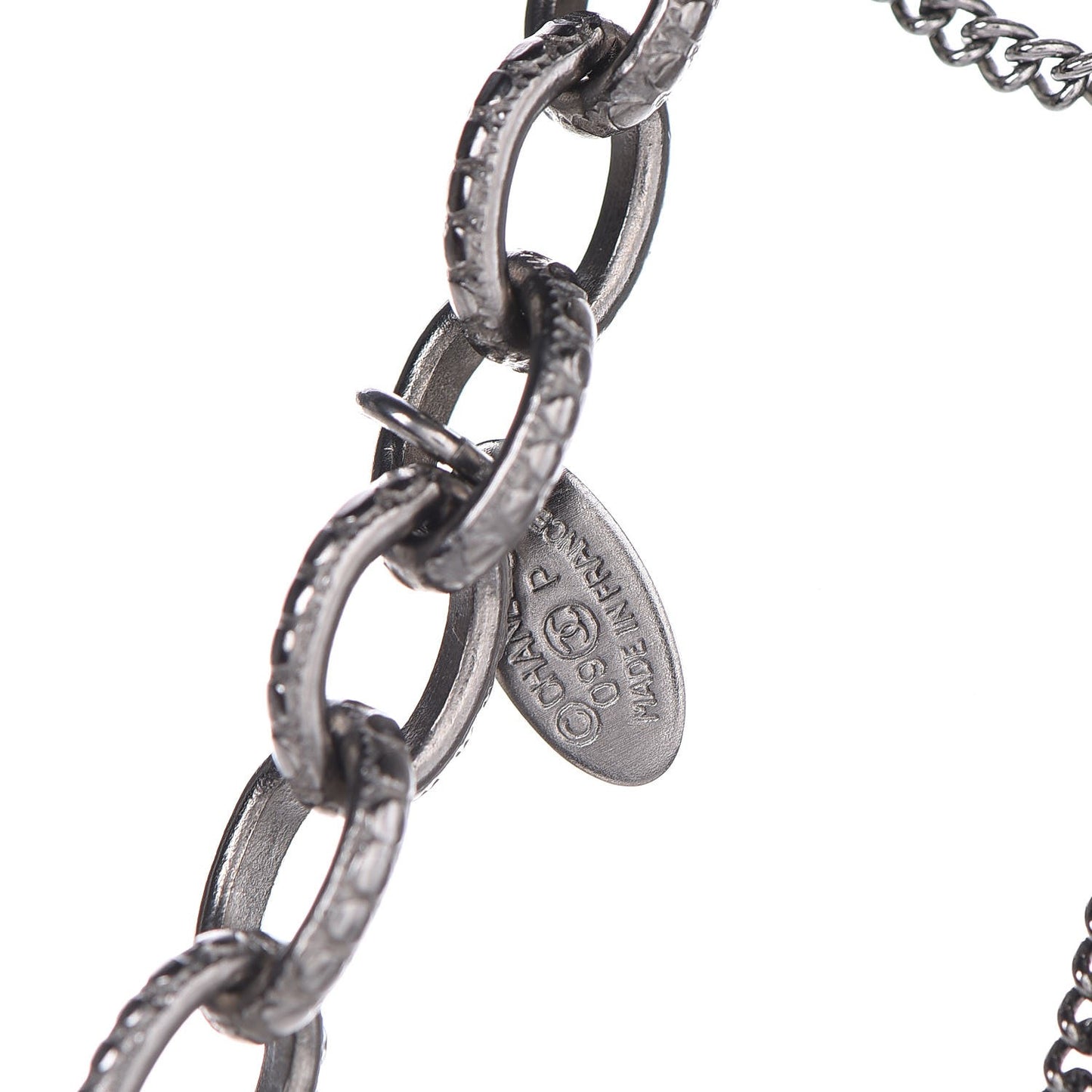 Gripoix CC Long Multistrand Necklace Ruthenium Black
