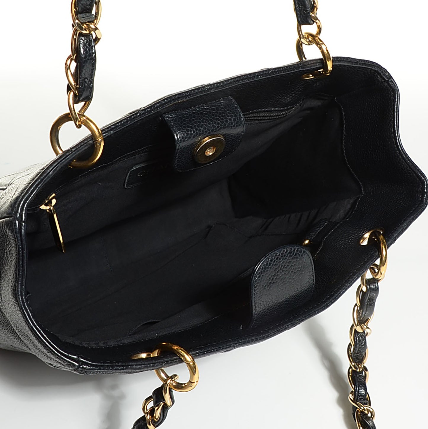 Caviar Quilted Petit Shopping Tote PST Black
