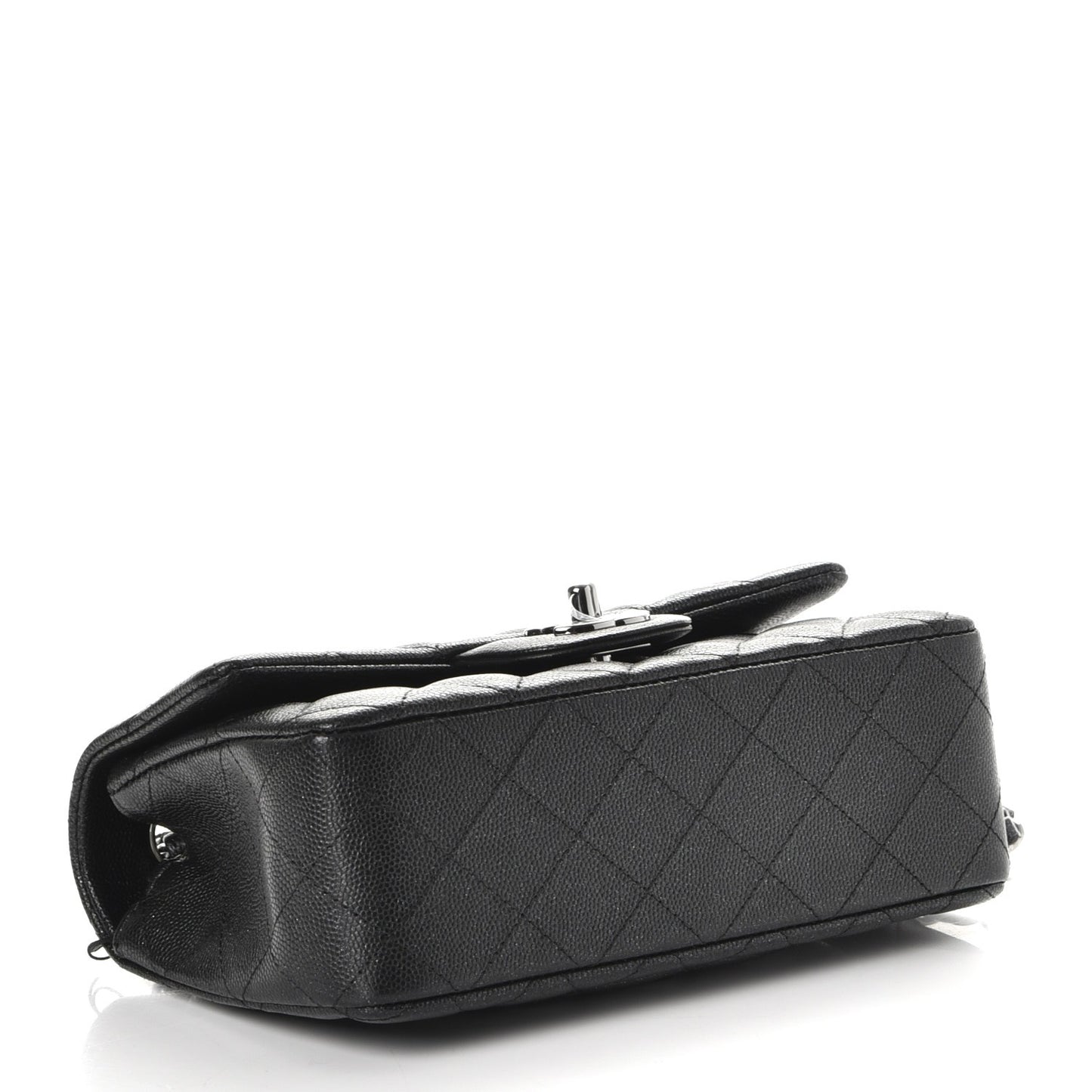 Iridescent Caviar Quilted Mini Rectangular Flap Black