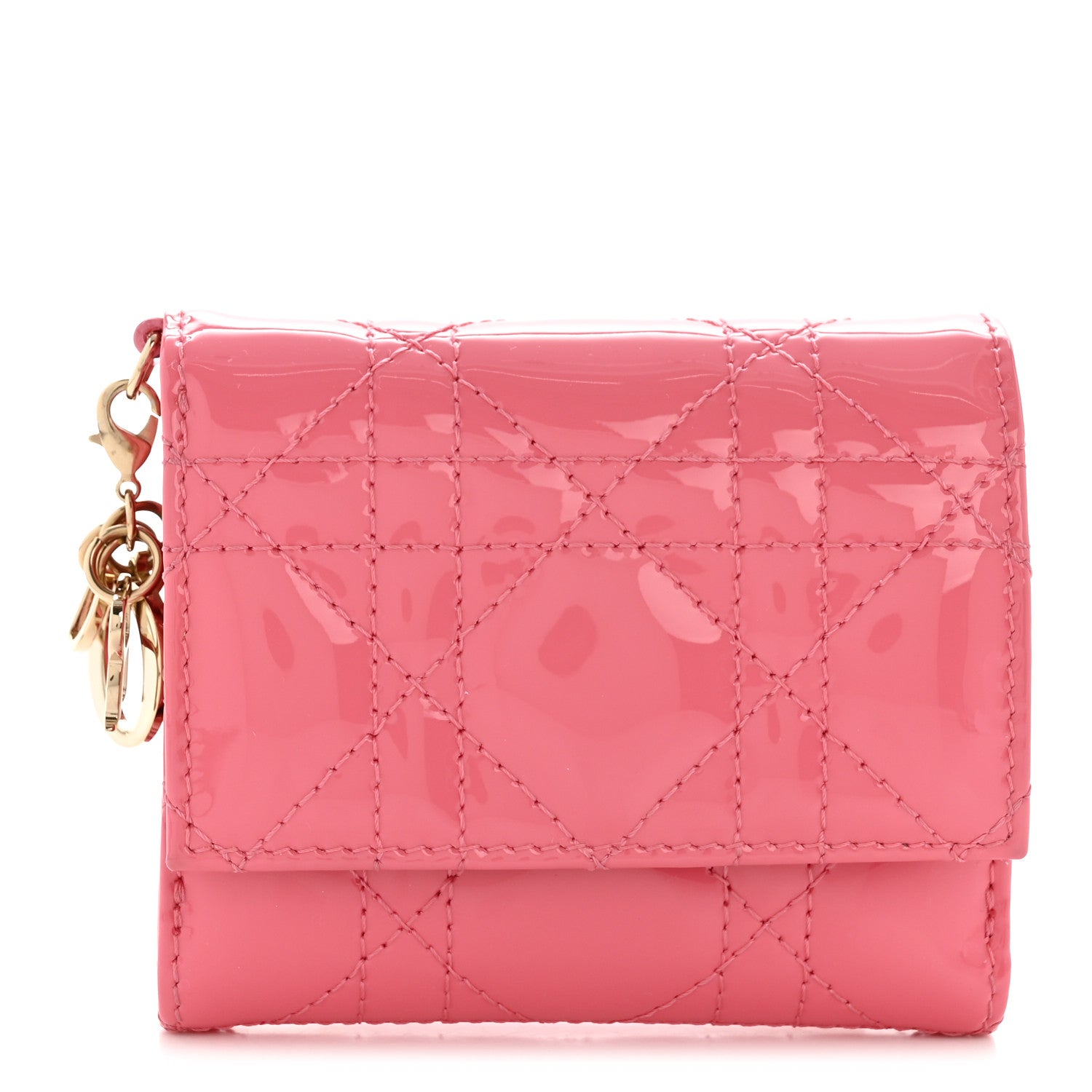 Christian Dior Patent Cannage Lady Dior Medium Wallet Bubble Pink 1 of 7