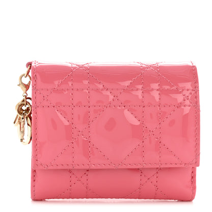 Christian Dior Patent Cannage Lady Dior Medium Wallet Bubble Pink 1 of 7