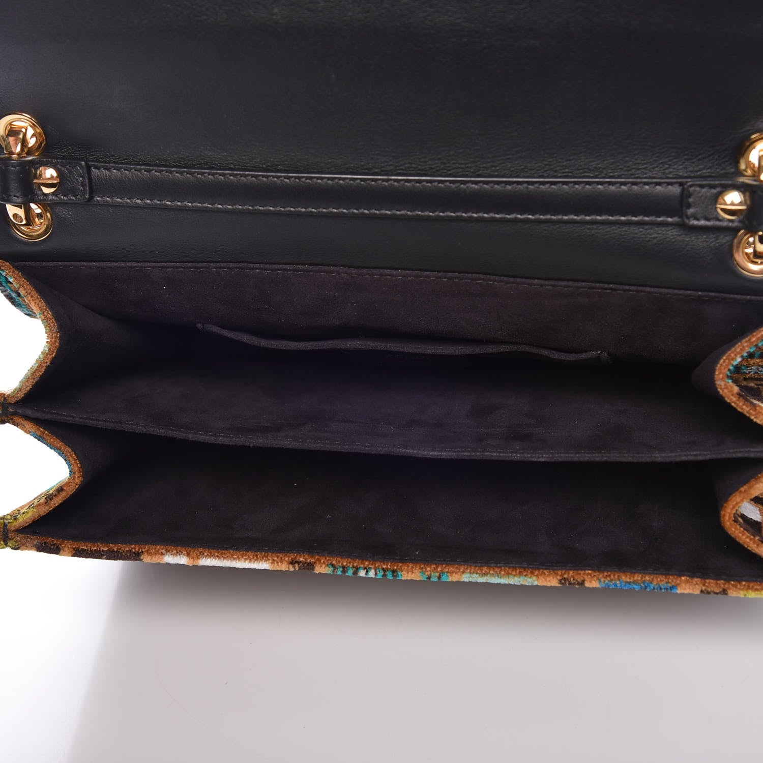 Fendi Velvet Vitello Dolce Fun Fair Kan I Shoulder Bag Tobacco Multicolor Black 5 of 9