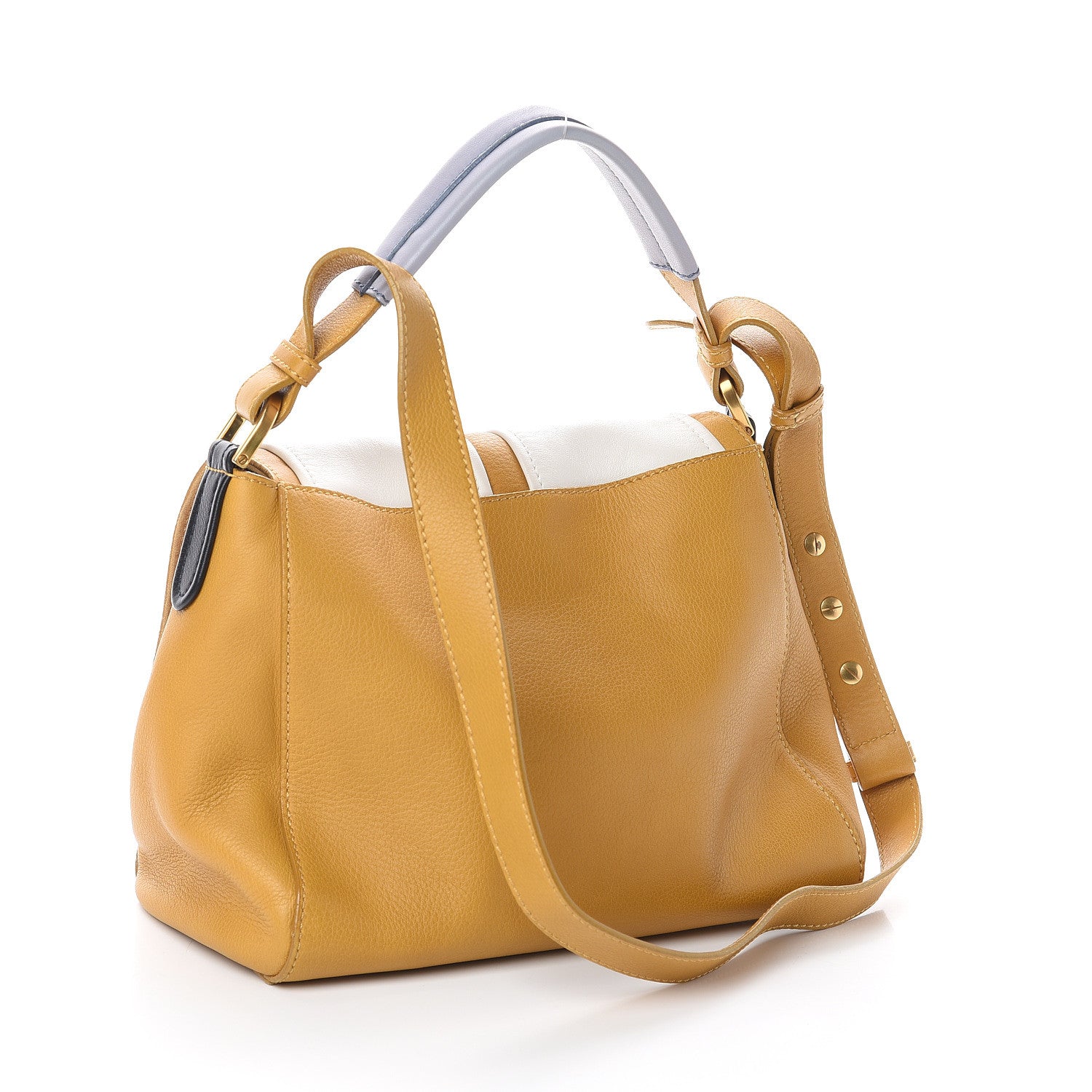 Fendi Calfskin Colorblock Anna Shoulder Bag Yellow White 2 of 8