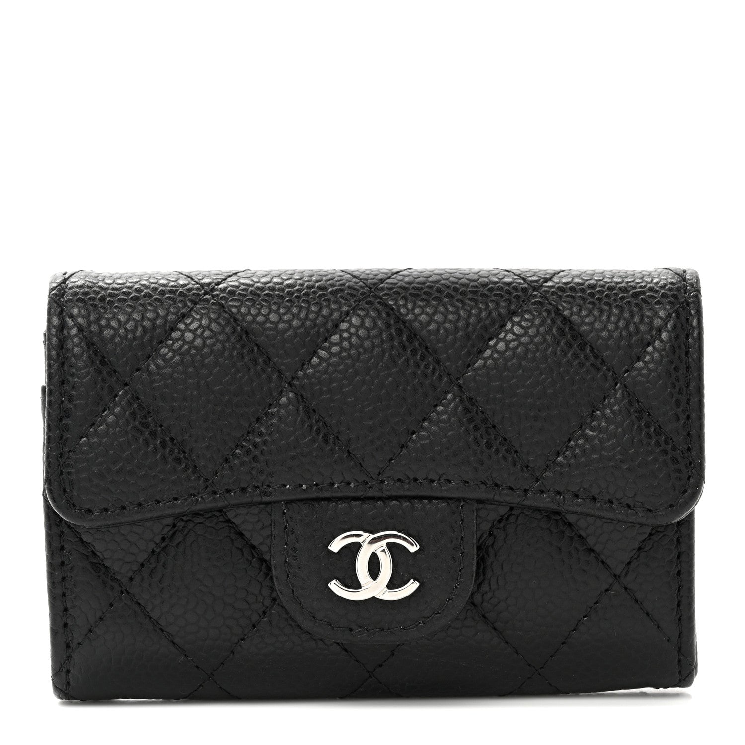 Chanel Caviar Quilted Flap Card Holder Wallet Black 1 of 10