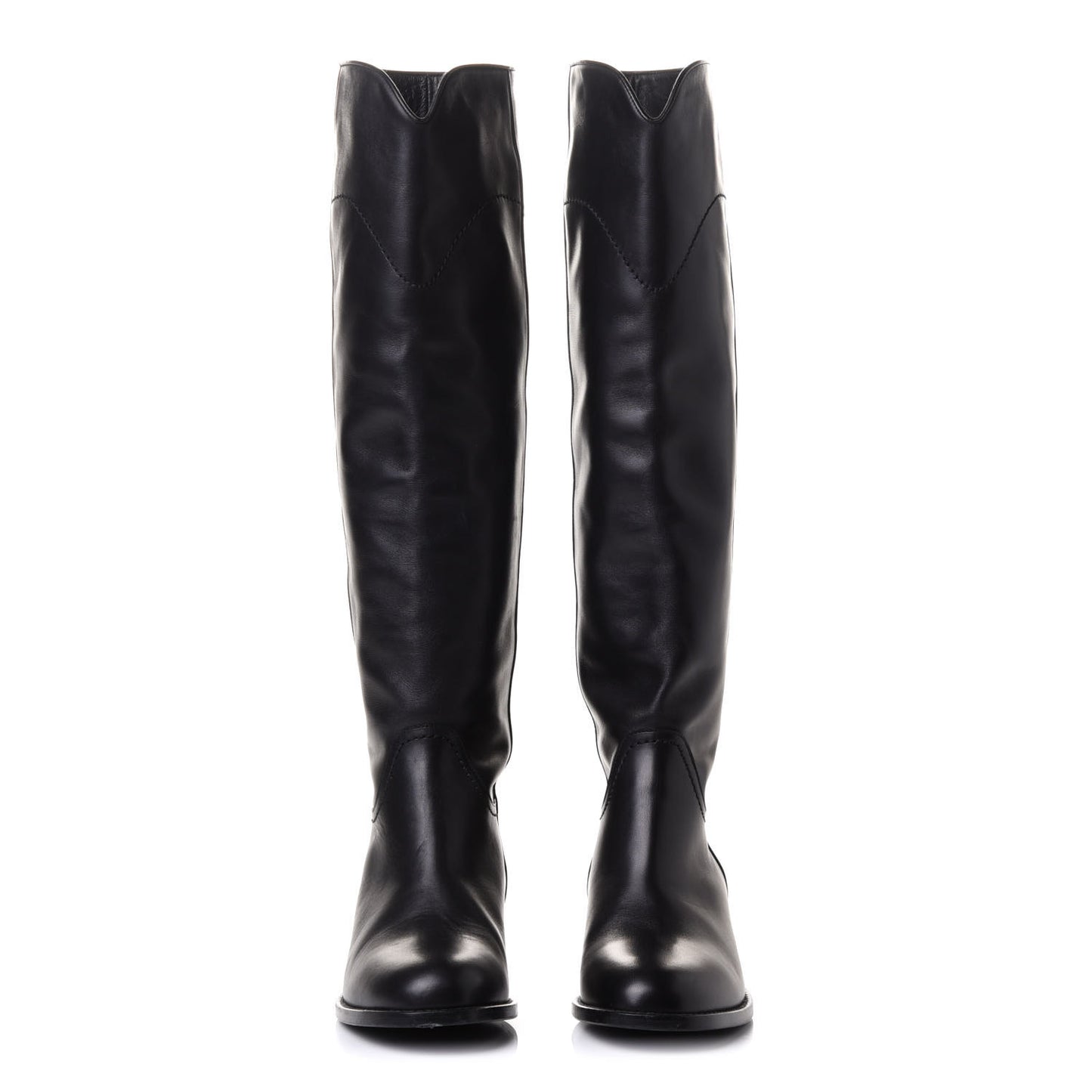 Calfskin Ascot Riding Boots 36.5 Black
