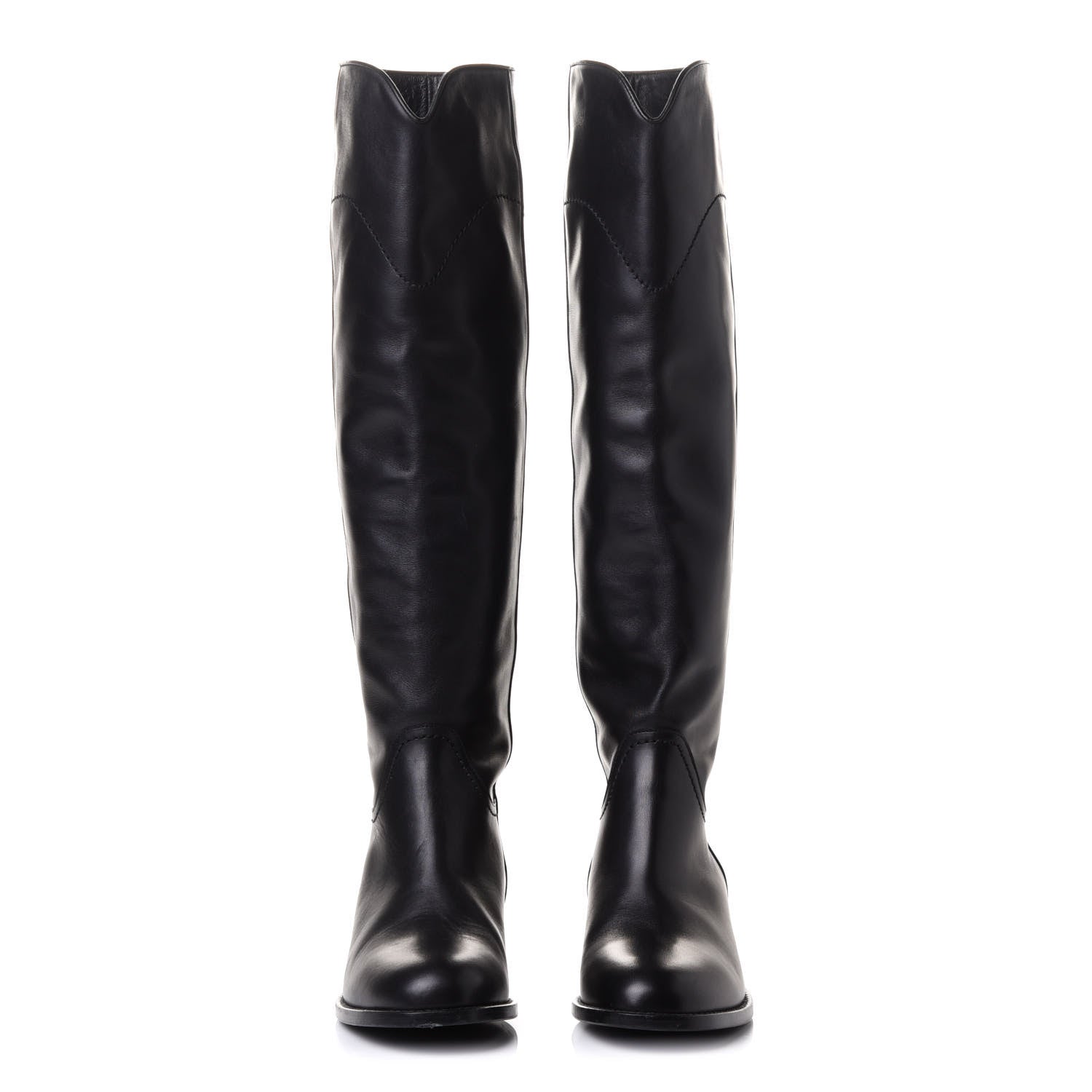 Chanel Calfskin Ascot Riding Boots 36.5 Black 2 of 11